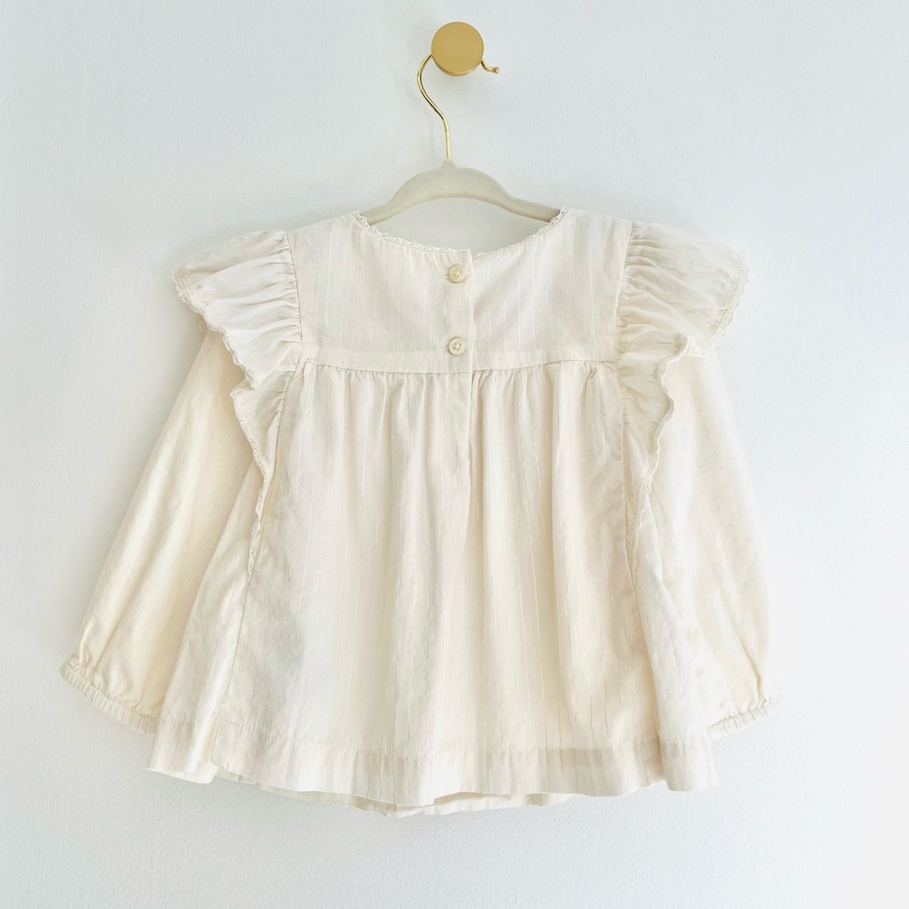 GAP Kids Off-White Ruffle Blouse with Lace & Silver Threading Details, Girls 2T - Picture 3 of 6